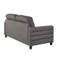 Willow accent chairs & seating in Espresso Wood, Charcoal Fabric, back and side view, featuring upholstered seat and tufted upholstery