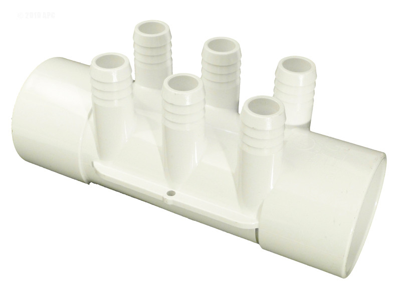 New WATERWAY 672-7120 PVC Manifold w/ 6 Barbed 3/4" Ports & 2" Slip Ends 