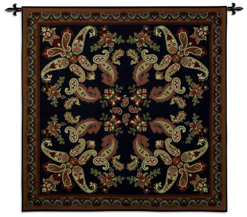 Paisley Dark | Woven Tapestry Wall Art Hanging | Ornate Floral Persian Inspired Design | 100% Cotton USA Size 53x52 Wall Tapestry