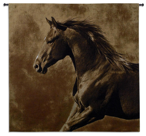 Westward Gallop by Robert Dawson | Woven Tapestry Wall Art Hanging | Focused Equestrian Artwork in Brown | 100% Cotton USA Size 53x51 Wall Tapestry