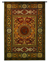 Monogram Medallion G | Woven Tapestry Wall Art Hanging | Ornate Symmetric Mosaic Artwork with Decorative Letter “G” | 100% Cotton USA Size 75x53 Wall Tapestry