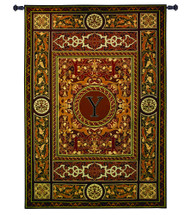 Monogram Medallion Y | Woven Tapestry Wall Art Hanging | Ornate Symmetric Mosaic Artwork with Decorative Letter “Y” | 100% Cotton USA Size 75x53 Wall Tapestry