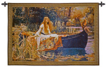 The Lady of Shalott by John William Waterhouse | Woven Tapestry Wall Art Hanging | Arthurian Renaissance Camelot Pre Raphaelite Fantasy Artwork | 100% Cotton USA Size 40x31 Wall Tapestry