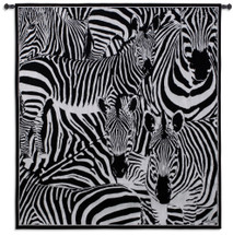 Seeing Stripes | Woven Tapestry Wall Art Hanging | Striking Contemporary Zebra Collage | 100% Cotton USA Size 53x47 Wall Tapestry