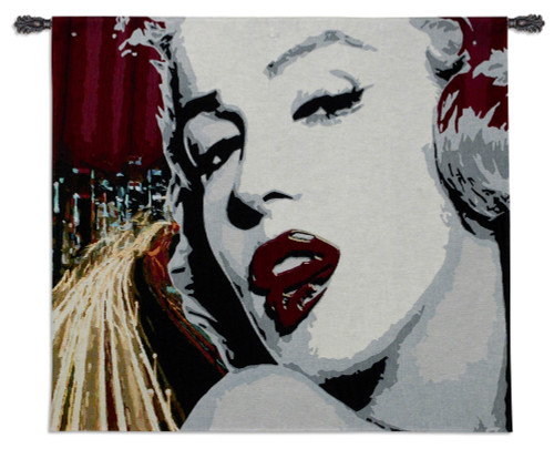 Hollywood Lights | Woven Tapestry Wall Art Hanging | Bold Contemporary Marilyn Monroe Portrait | 100% Cotton USA Size 53x38 Wall Tapestry