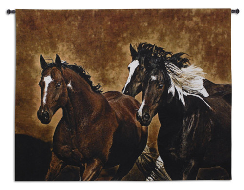 Ready to Run by Robert Duncan | Woven Tapestry Wall Art Hanging | Rustic Earthy Equestrian Artwork | 100% Cotton USA Size 65x53 Wall Tapestry