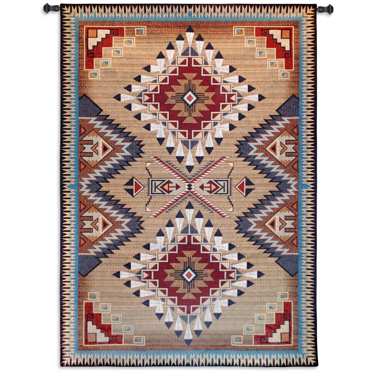 Brazos Tapestry Woven Tapestry Wall Art Hanging Rustic Native American Inspired Geometric Design 100 Cotton USA Size 76x53