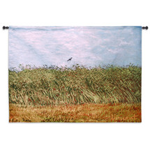 Wheat Field with a Lark by Vincent van Gogh | Woven Tapestry Wall Art Hanging | Serene Post-Impressionist Windy Landscape Masterpiece | 100% Cotton USA Size 53x38 Wall Tapestry