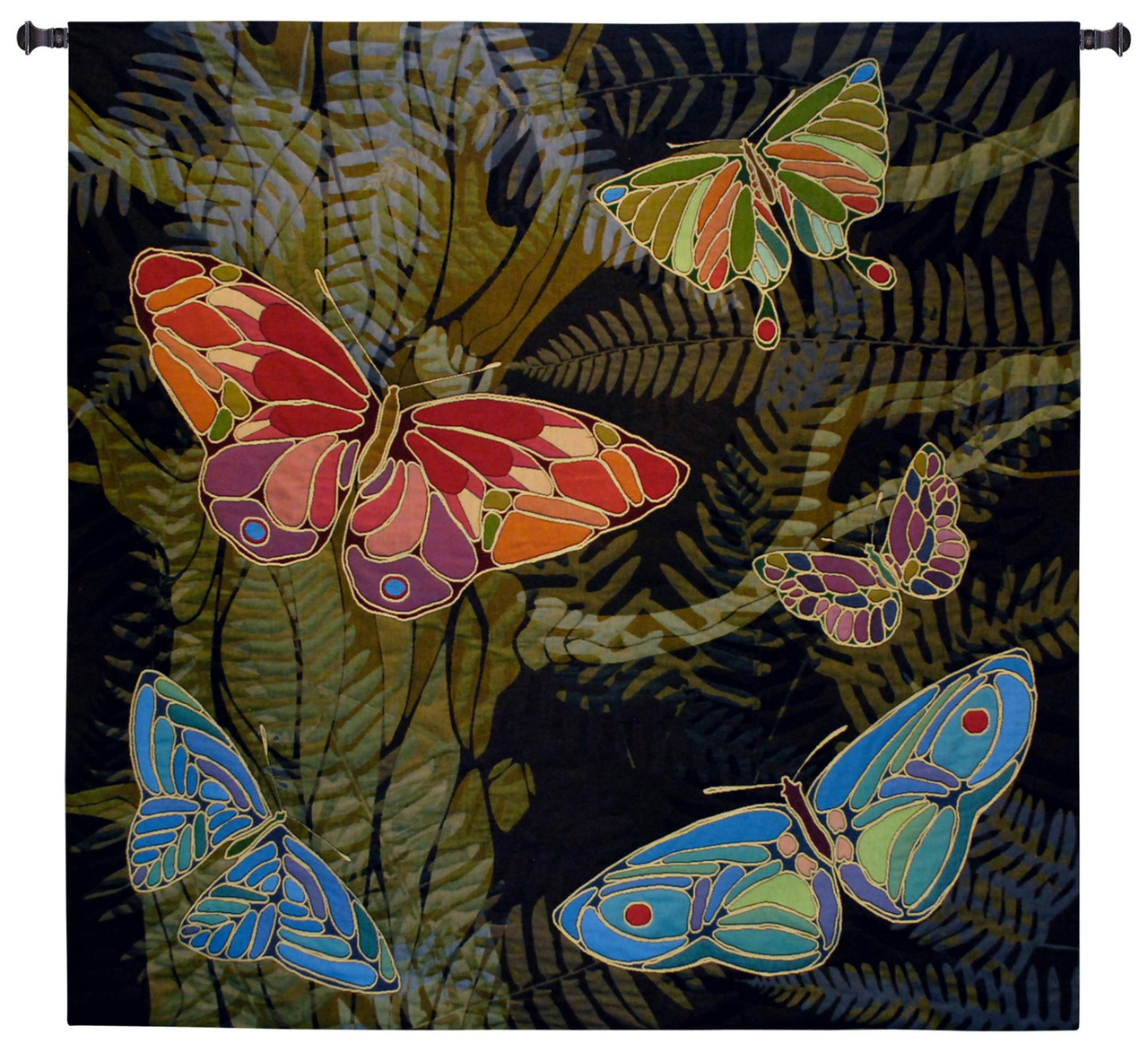 Woodland Butterfly by Julianna James Woven Tapestry Wall Art Hanging  Colorful Textured Nature Mosaic Artwork 100% Cotton USA Size 53x53