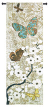 Spring Unveiling by Morgan Yamada | Woven Tapestry Wall Art Hanging | Asian Themed Textured Flowering Tree with Butterflies | 100% Cotton USA Size 57x20 Wall Tapestry