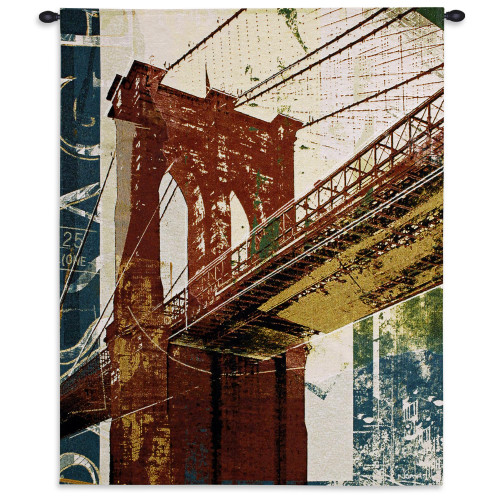 Into Manhattan II by Noah Li-Leger | Woven Tapestry Wall Art Hanging | Abstract Industrial Brooklyn Bridge Artwork | 100% Cotton USA Size 38x31 Wall Tapestry