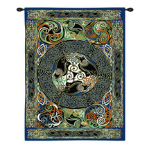 Ravens Panel by Jan Delyth | Woven Tapestry Wall Art Hanging | Celtic Knots and Weaves Druid Spiritual Artwork | 100% Cotton USA Size 73x53 Wall Tapestry