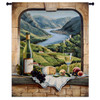 Rhine Wine Moment by Barbara Felisky | Woven Tapestry Wall Art Hanging | European River Valley with Wine Still Life | 100% Cotton USA Size 53x42 Wall Tapestry