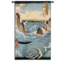 Awa Province: Stormy Sea at the Naruto Rapids by Ando Hiroshige Woven Tapestry Wall Art Hanging | Historic Japanese Woodblock Print | 100% Cotton USA Size 53x32 Wall Tapestry