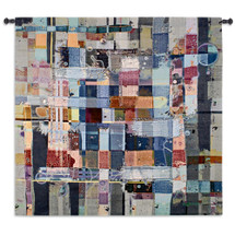 Tribulation | Woven Tapestry Wall Art Hanging | Abstract Mixed Media Collage in Modern Colors | 100% Cotton USA Size 53x53 Wall Tapestry