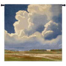 Country Solitude | Woven Tapestry Wall Art Hanging | Impressionist Field with Beautiful Stormy Clouds | 100% Cotton USA Size 31x31 Wall Tapestry