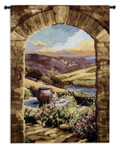 Tuscan Afternoon | Woven Tapestry Wall Art Hanging | Rich Italian Countryside through Stone Arch | 100% Cotton USA Size 59x44 Wall Tapestry