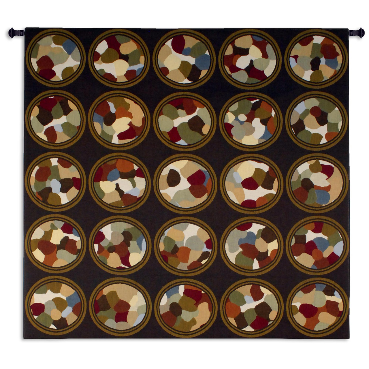 Rhythmic Circles Ii By Sarah Simpson Woven Tapestry Wall Art Hanging Abstract Collage Circles In Large Array 100 Cotton Usa Size 85x53
