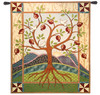 Roots and Wings by Acorn Studios | Woven Tapestry Wall Art Hanging | Folk Inspired Pomegranate Tree of Life with Rich Textile Elements | 100% Cotton USA Size 62x53 Wall Tapestry