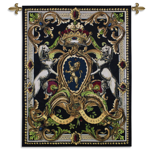 Crest on Black I | Woven Tapestry Wall Art Hanging | Medieval Royal Heraldic Crest | 100% Cotton USA Size 53x41 Wall Tapestry