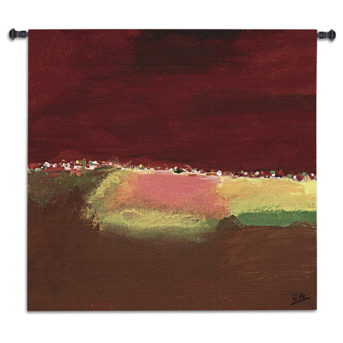 Elizascape | Woven Tapestry Wall Art Hanging | Bold Abstract Landscape Painting | 100% Cotton USA Size 53x53 Wall Tapestry