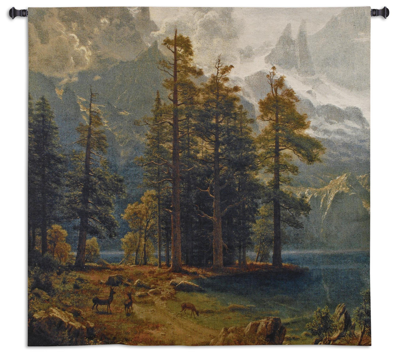 Sierra Nevada by Albert Bierstadt Woven Tapestry Wall Art Hanging Majestic  American Landscape 100% Cotton USA Size 53x52