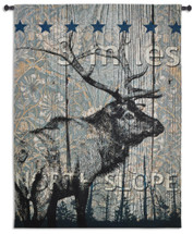 North Slope | Woven Tapestry Wall Art Hanging | Rustic Wooden Elk Cabin Lodge Decor | 100% Cotton USA Size 72x53 Wall Tapestry