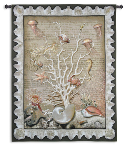 Sea of Life by Julianna Jame | Woven Tapestry Wall Art Hanging | Ocean Wildlife Tree of Life | 100% Cotton USA Size 67x52 Wall Tapestry
