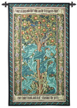 Woodpecker Green by William Morris | Arts and Crafts Style Woven Tapestry Wall Art Hanging | Woodpecker Bird Tree Decor | 100% Cotton USA Size 68x41 Wall Tapestry