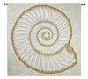 Ammonite | Woven Tapestry Wall Art Hanging | Spiraling Coastal Decor Nautical Shell with Gold Border | 100% Cotton USA Size 52x51 Wall Tapestry