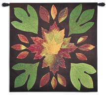 Kaleidoscope Leaves | Woven Tapestry Wall Art Hanging | Symmetric Rich Autumn Leaf Array | 100% Cotton USA Size 52x51 Wall Tapestry
