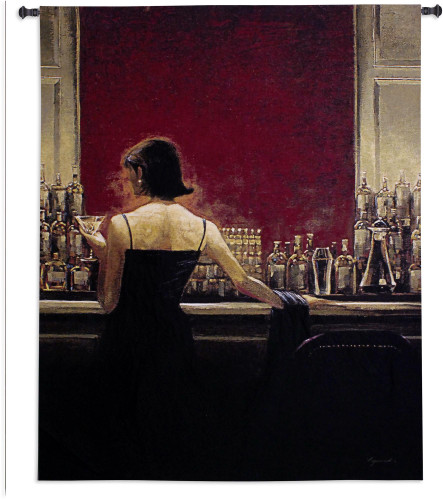 Evening Lounge by Brent Lynch | Woven Tapestry Wall Art Hanging | Woman in Stylish Dress Speakeasy Bar Scene | 100% Cotton USA Size 67x53 Wall Tapestry