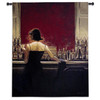 Evening Lounge by Brent Lynch | Woven Tapestry Wall Art Hanging | Woman in Stylish Dress Speakeasy Bar Scene | 100% Cotton USA Size 53x41 Wall Tapestry