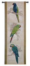 Tropical Birds by Chad Barrett | Woven Tapestry Wall Art Hanging | Lush Tropical Birds on Neutral Layered Background | 100% Cotton USA Size 68x22 Wall Tapestry