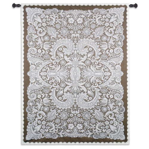 Venetian Lace by Julianna James | Woven Tapestry Wall Art Hanging | Symmetrical Lace Pattern Venetian Filigree Artwork | 100% Cotton USA Size 69x51 Wall Tapestry