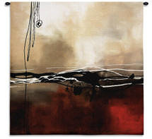Symphony in Red and Khaki I by Laurie Maitland | Woven Tapestry Wall Art Hanging | Abstract Cloud Brushstroke Artwork | 100% Cotton USA Size 35x35 Wall Tapestry