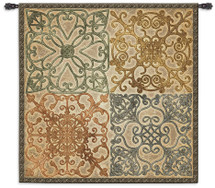 Wrought Iron Elegance | Woven Tapestry Wall Art Hanging | Geometric Ironwork Motif | 100% Cotton USA Size 44x44 Wall Tapestry