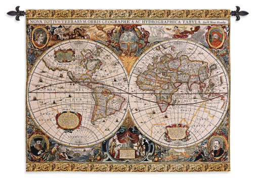 Antique Map Geographica by Jan Janssonius | Woven Tapestry Wall Art Hanging | Old World Cartography | 100% Cotton USA Size 45x35 Wall Tapestry