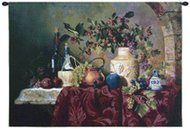 Tavola di Capri by Fran Di Giacomo | Woven Tapestry Wall Art Hanging | Classic Italian Still Life Feast | 100% Cotton USA Size 34x26 Wall Tapestry