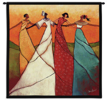 Unity by Monica Stewart | Woven Tapestry Wall Art Hanging | African Women Dancing | 100% Cotton USA Size 31x31 Wall Tapestry