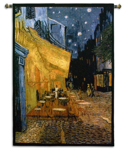 The Cafe Terrace on the Place du Forum by Vincent van Gogh | Woven Tapestry Wall Art Hanging | Post Impressionist Celestial Masterpiece | 100% Cotton USA Size 53x38 Wall Tapestry