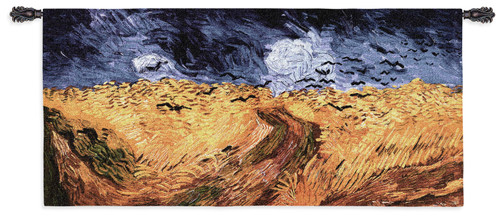Wheat Field with Crows by Vincent van Gogh | Woven Tapestry Wall Art Hanging | Impressionist Autumn Harvest Masterpiece | 100% Cotton USA Size 54x26 Wall Tapestry