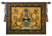 Love Strength Courage | Woven Tapestry Wall Art Hanging | Coat of Arms “Amor Est Vitae Essentia” | 100% Cotton USA Size 64x53 Wall Tapestry