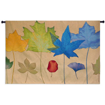 Leaf Dance III by Robert Mertens | Woven Tapestry Wall Art Hanging | Colorful Light Leaf Ensemble | 100% Cotton USA Size 79x53 Wall Tapestry
