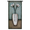 Water Blossoms I by Eve | Woven Tapestry Wall Art Hanging | Abstract Minimalist Floral White Vase | 100% Cotton USA Size 53x27 Wall Tapestry