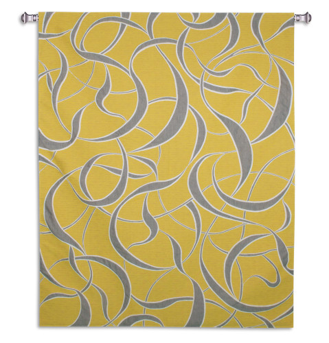 Twists and Turns Lemon | Woven Tapestry Wall Art Hanging | Bursting Yellow and Gray Swirling Pattern | 100% Cotton USA Size 63x52 Wall Tapestry
