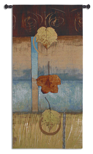 Free Fall I | Woven Tapestry Wall Art Hanging | Contemporary Leaf Composition Vertical Artwork | 100% Cotton USA Size 63x29 Wall Tapestry