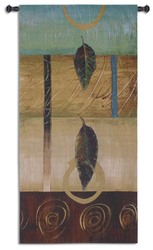 Free Fall II | Woven Tapestry Wall Art Hanging | Contemporary Leaf Composition Vertical Artwork | 100% Cotton USA Size 63x29 Wall Tapestry