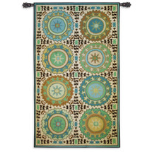 Suzani Passion | Woven Tapestry Wall Art Hanging | Ornate Central Asian Patterned Tribal Textile | 100% Cotton USA Size 74x44 Wall Tapestry