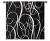 Serif Silver | Woven Tapestry Wall Art Hanging | Rich Architectural Spiraling Metal Design on Black | 100% Cotton USA Size 52x52 Wall Tapestry